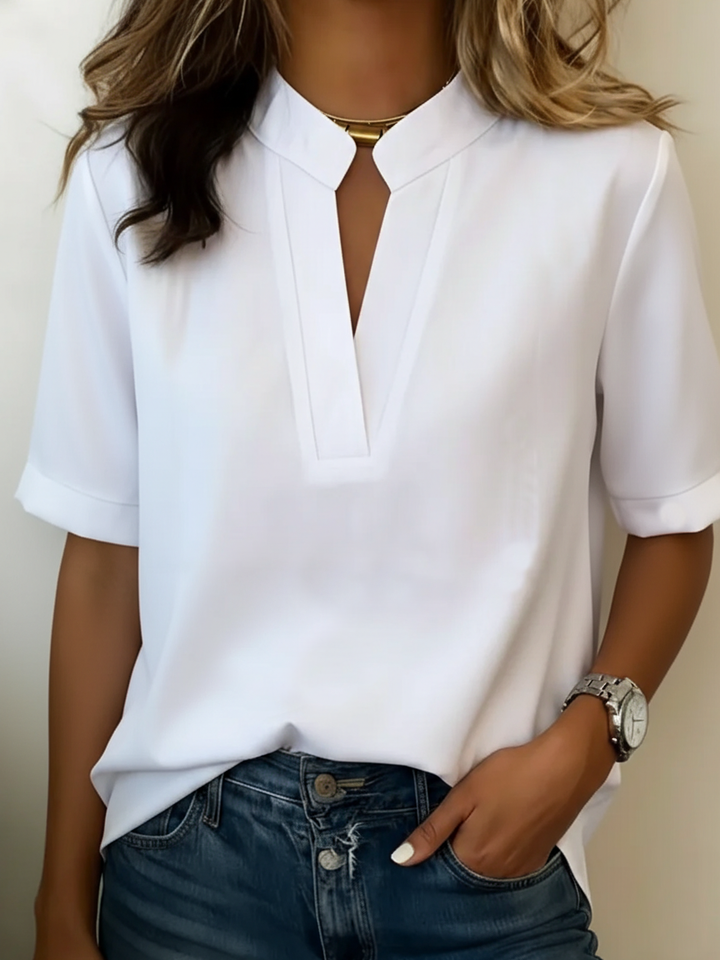 Smerla | Damen Bluse Kurzarm V-Ausschnitt Elegant
