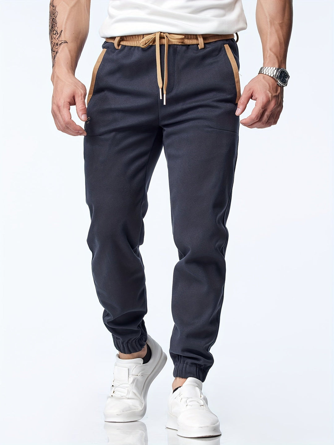Remo | Herren Jogger Hose Slim Fit Freizeithose mit Kontrastband