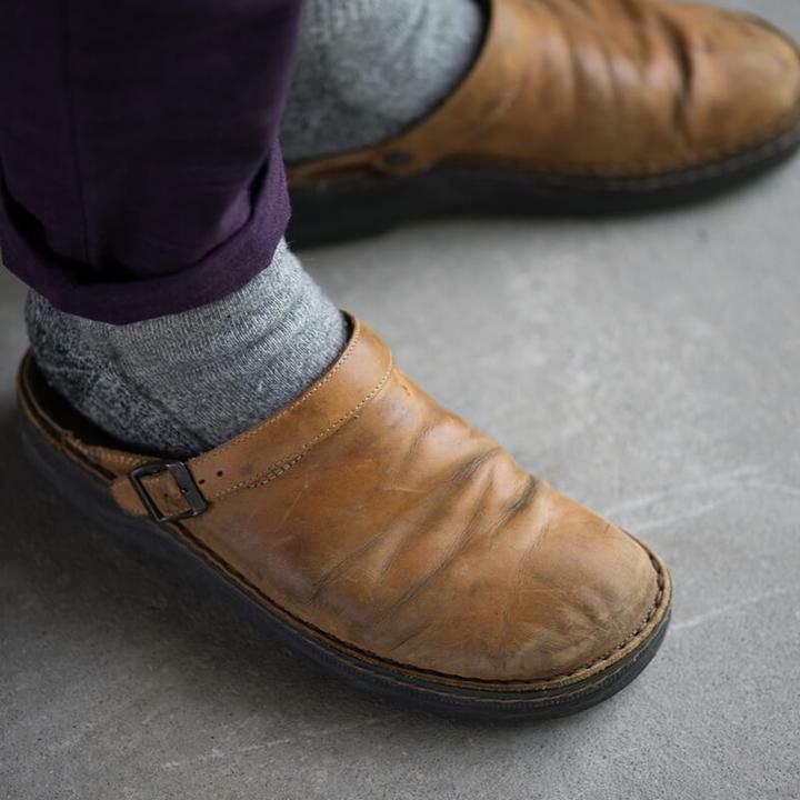 Bruno | Herren Clogs mit Schnalle Leder-Optik Hausschuhe