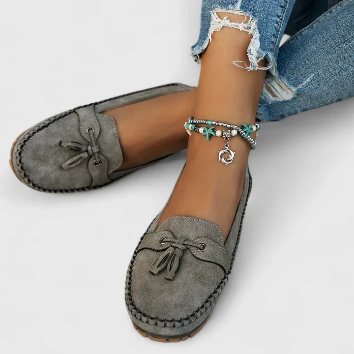 Fagie | Damen Loafer Velours Quaste Slip-On Flache Schuhe Mokassin