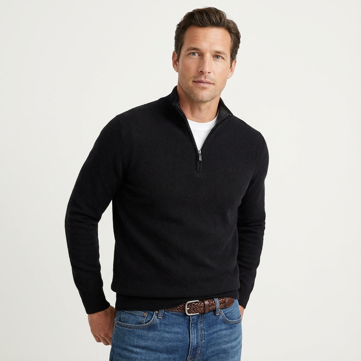 Fabian | Herren Quarter-Zip Pullover Stehkragen - Black - Image 1