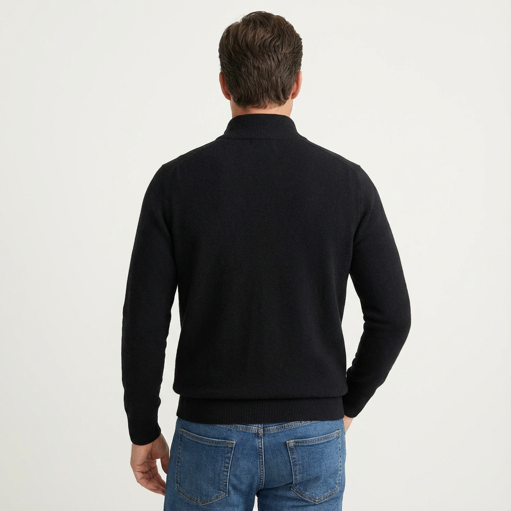 Fabian | Herren Quarter-Zip Pullover Stehkragen - Black - Image 2