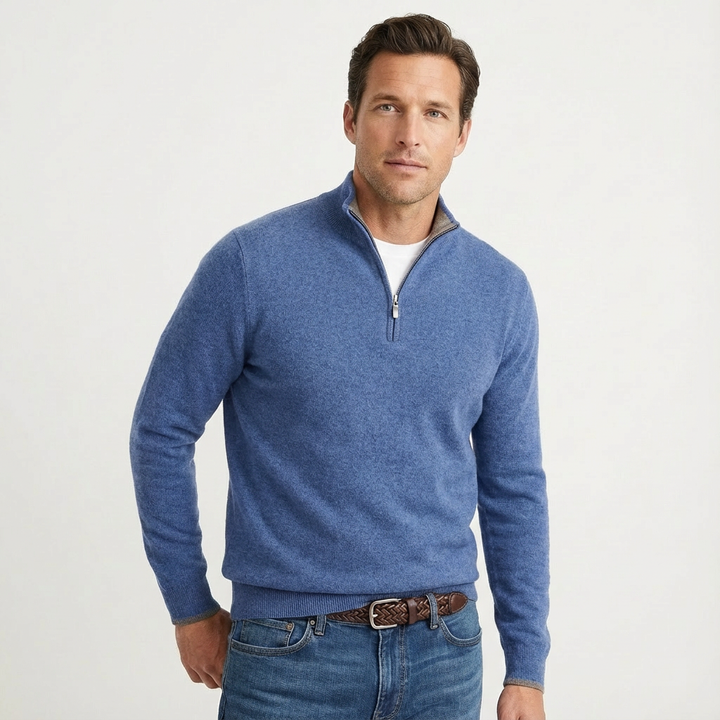 Fabian | Herren Quarter-Zip Pullover Stehkragen - Black - Image 6