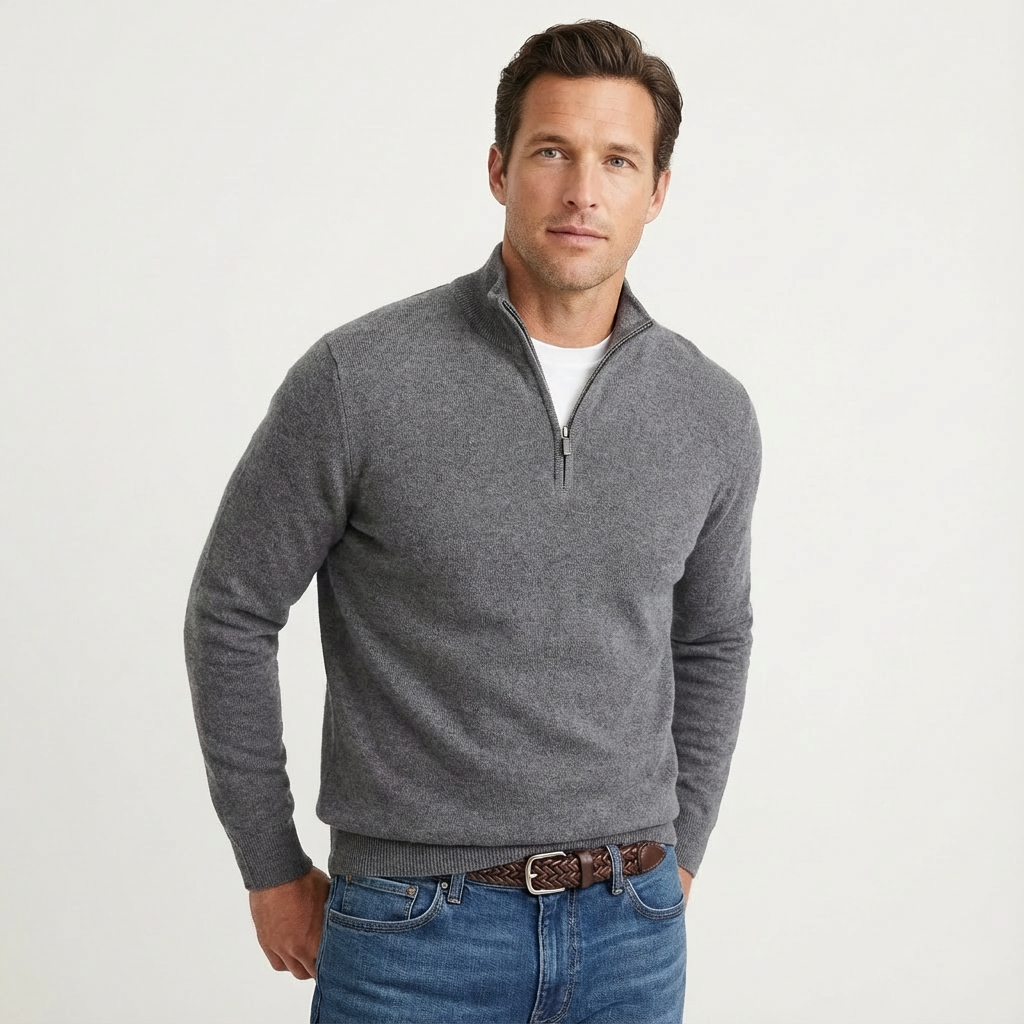 Fabian | Herren Quarter-Zip Pullover Stehkragen - Black - Image 9