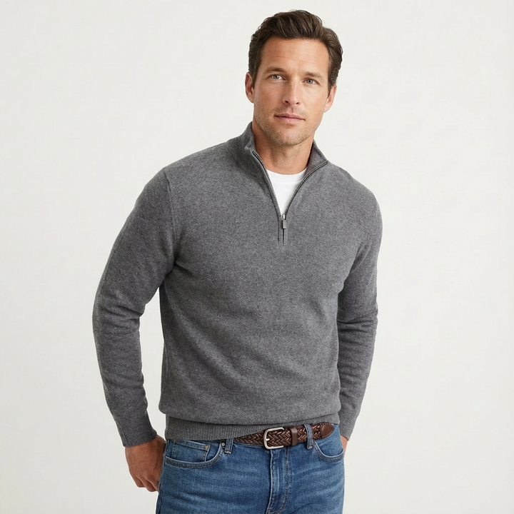 Fabian | Herren Quarter-Zip Pullover Stehkragen - Black - Image 9