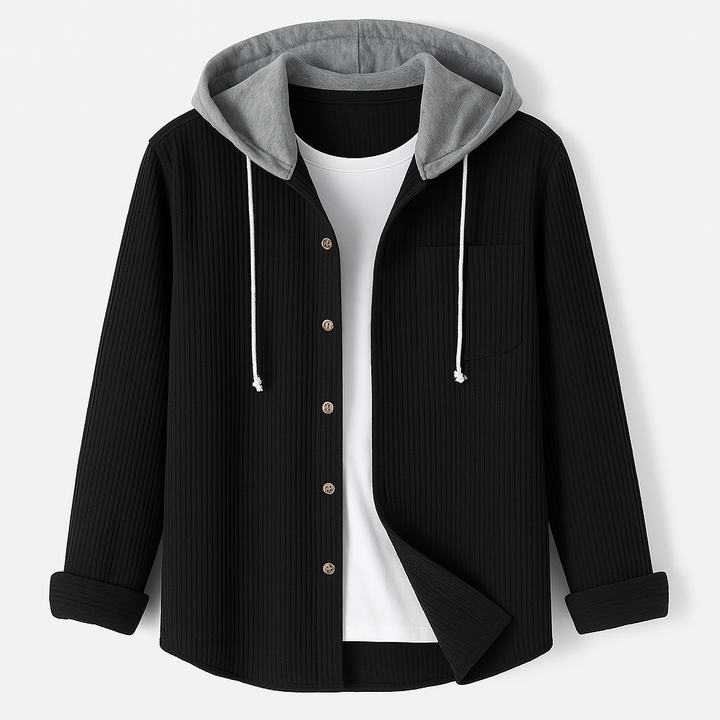 Ridge | Herren Cord Hemdjacke Kapuze Überhemd Shacket