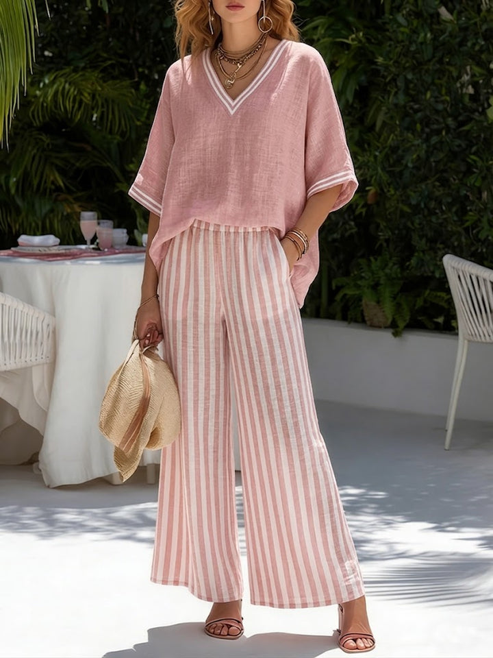 Felicia | Damen Gestreiftes Zweiteiler Set - Striped - Image 2