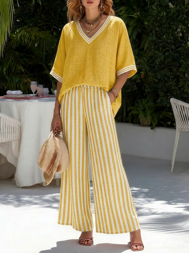 Felicia | Damen Gestreiftes Zweiteiler Set - Striped - Image 4