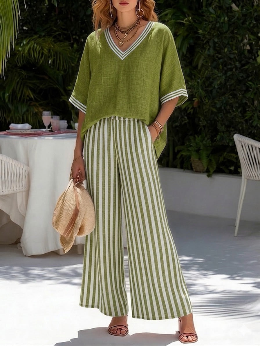 Felicia | Damen Gestreiftes Zweiteiler Set - Striped - Image 5