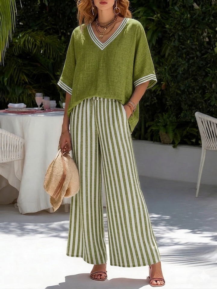 Felicia | Damen Gestreiftes Zweiteiler Set - Striped - Image 5