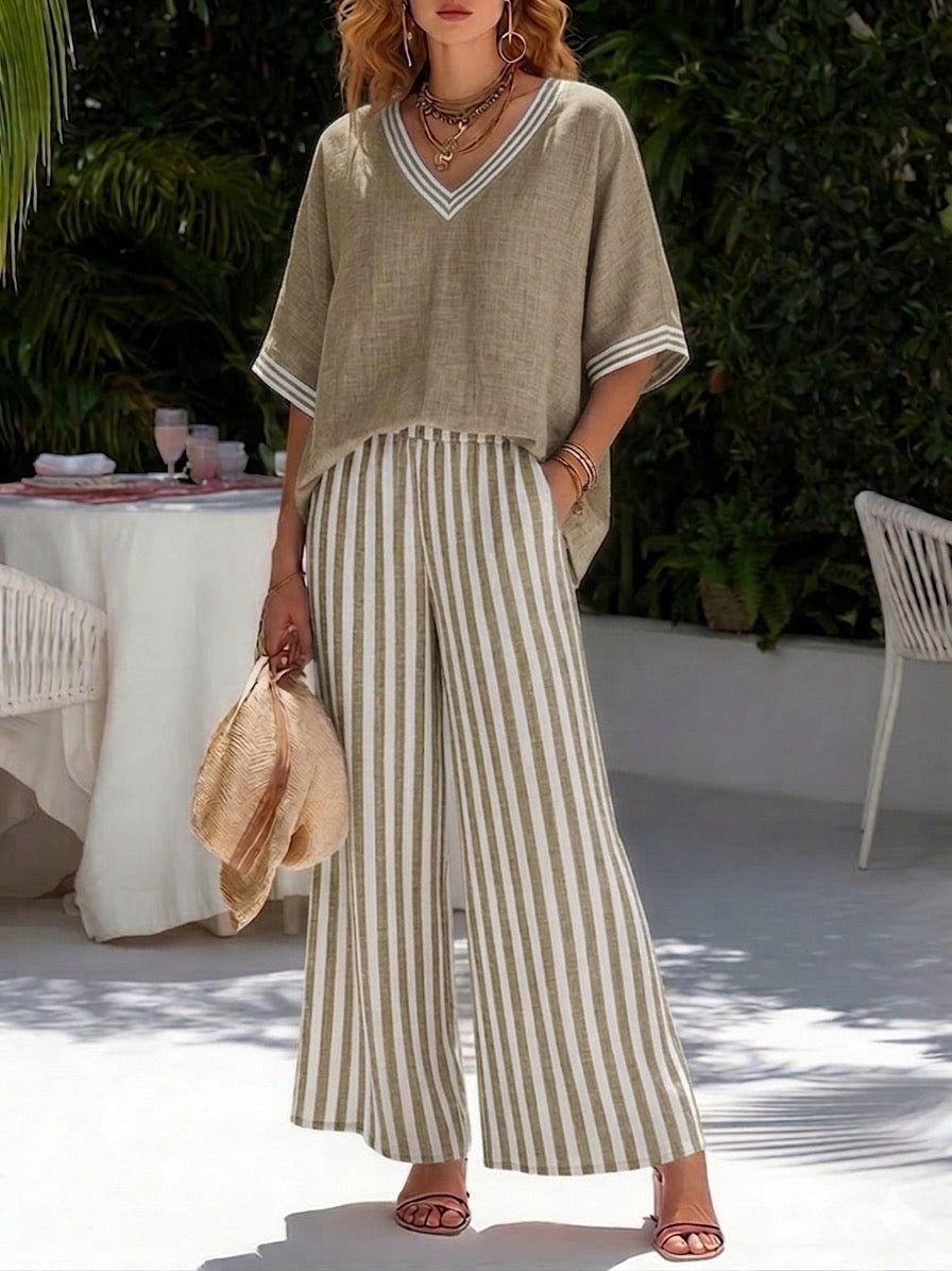 Felicia | Damen Gestreiftes Zweiteiler Set - Striped - Image 7