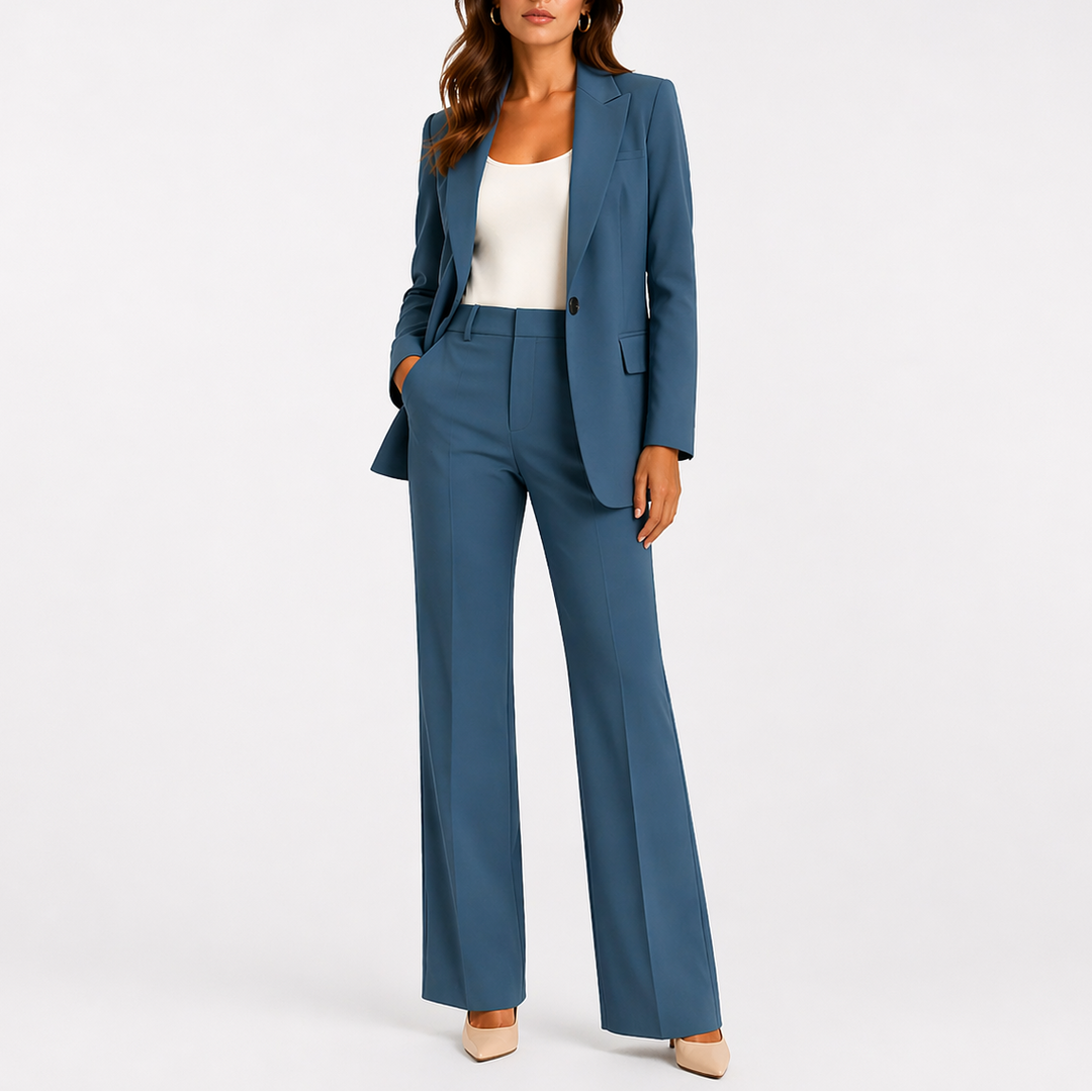 Feliciana | Damen Business Hosenanzug Set Blazer - Brown - Image 3