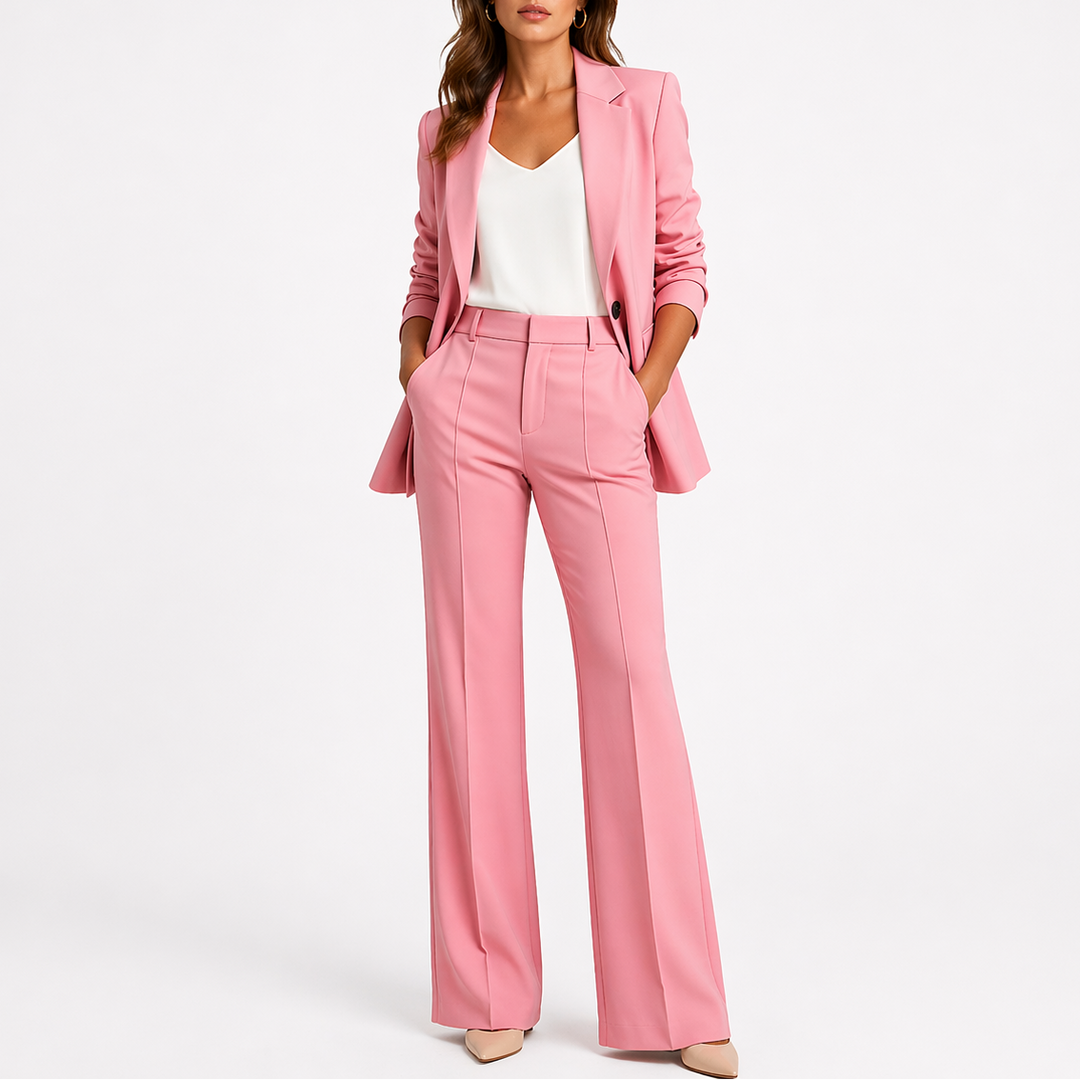 Feliciana | Damen Business Hosenanzug Set Blazer - Brown - Image 4