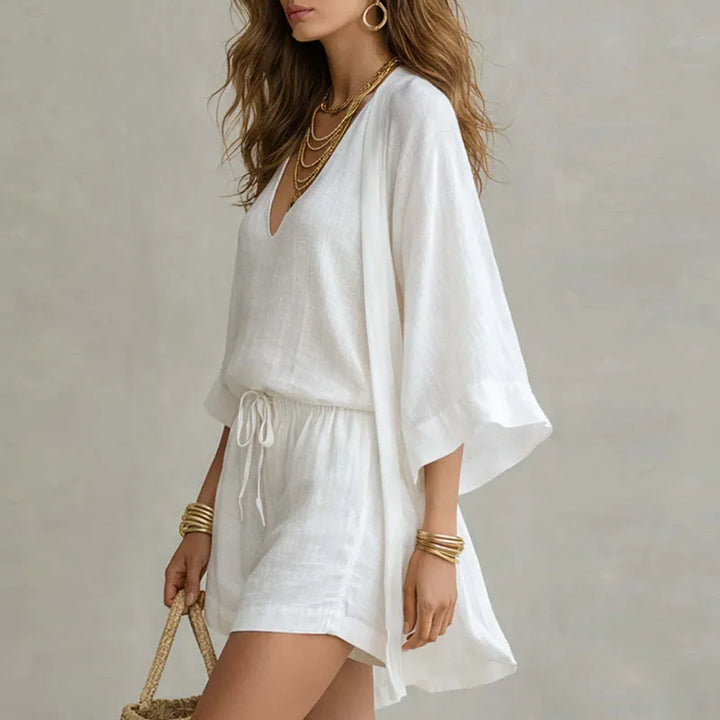 Felizitas | Damen V-Ausschnitt 3-teiliges Set - White - Image 2