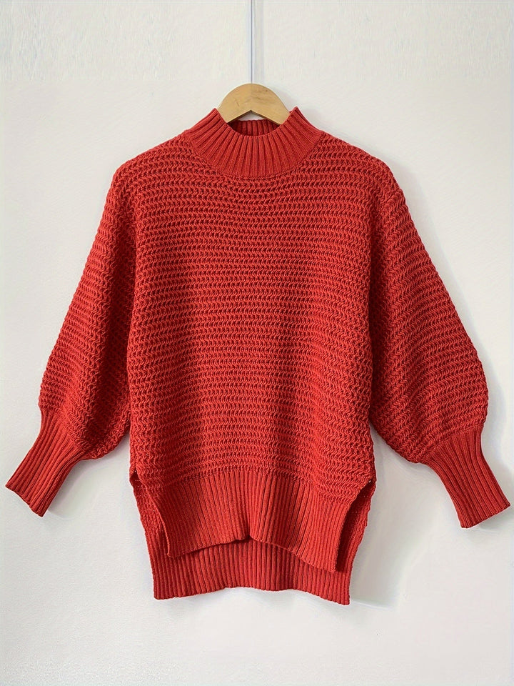 Fennara | Damen Oversize Strickpullover Grobstrick - Red - Image 3
