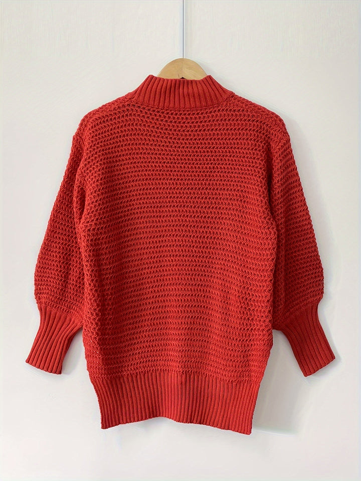 Fennara | Damen Oversize Strickpullover Grobstrick - Red - Image 4