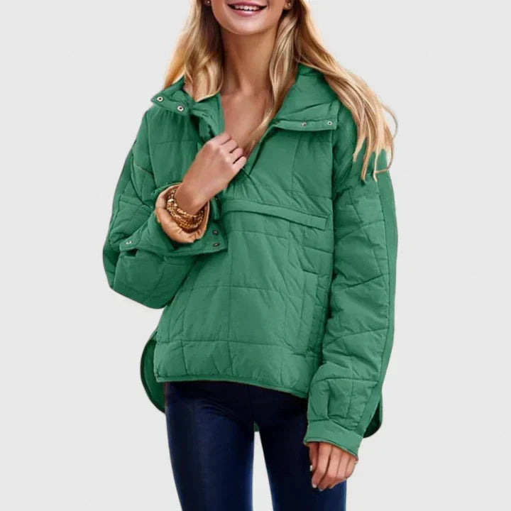 Fennara | Damen Steppjacke Oversized Pullover-Jacke - Green - Image 1
