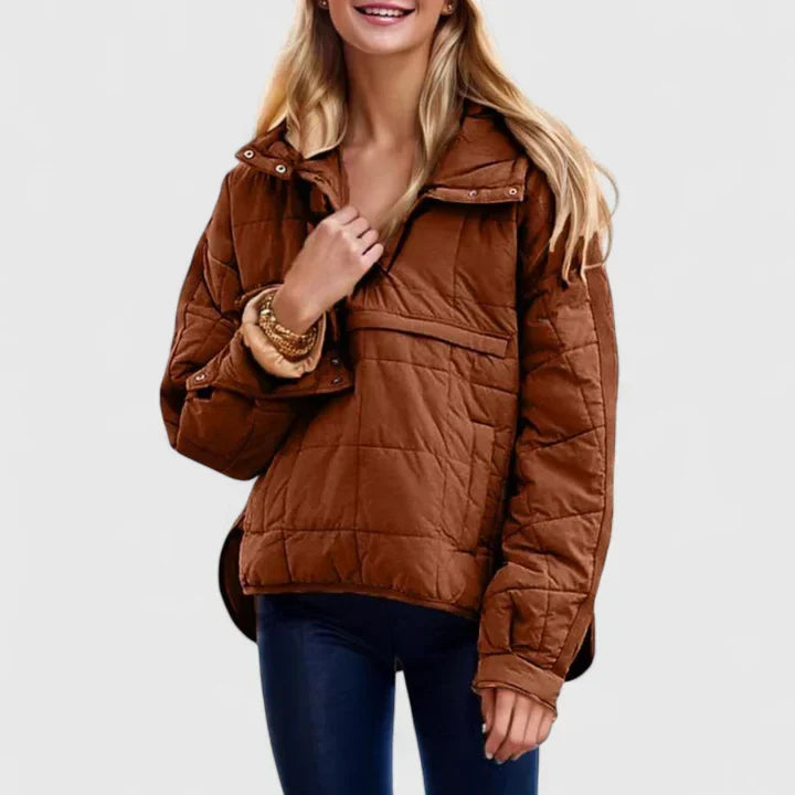Fennara | Damen Steppjacke Oversized Pullover-Jacke - Green - Image 2