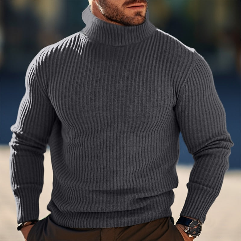 Fennhart | Herren Rollkragenpullover Rippstrick - Grey - Image 1