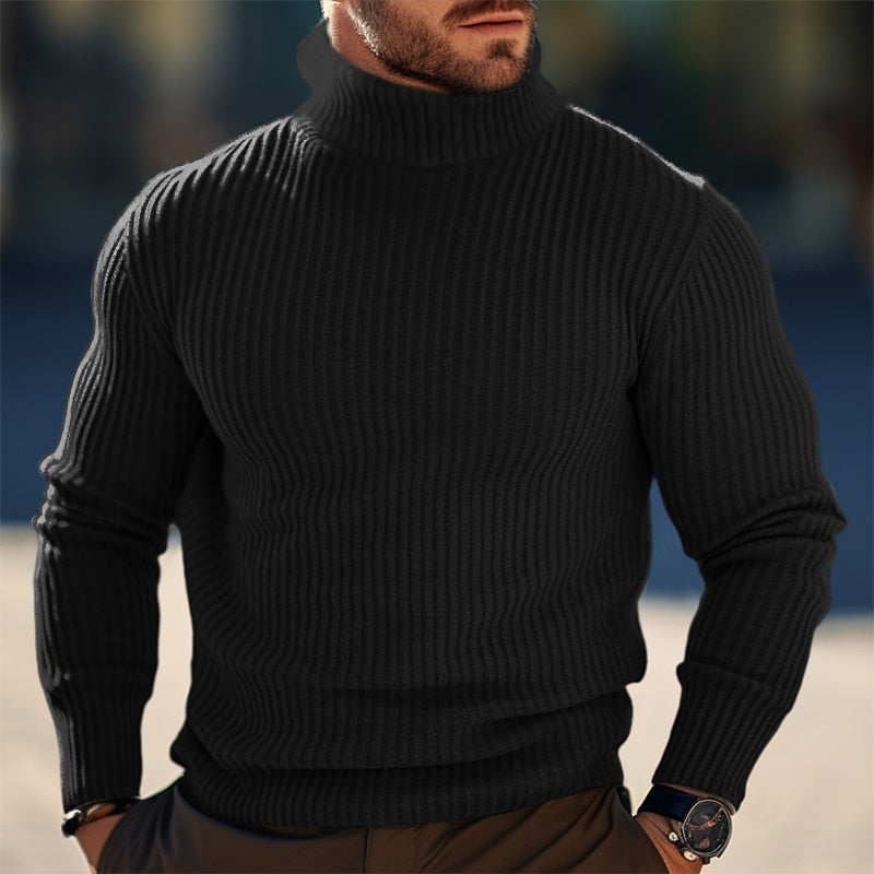 Fennhart | Herren Rollkragenpullover Rippstrick - Grey - Image 2
