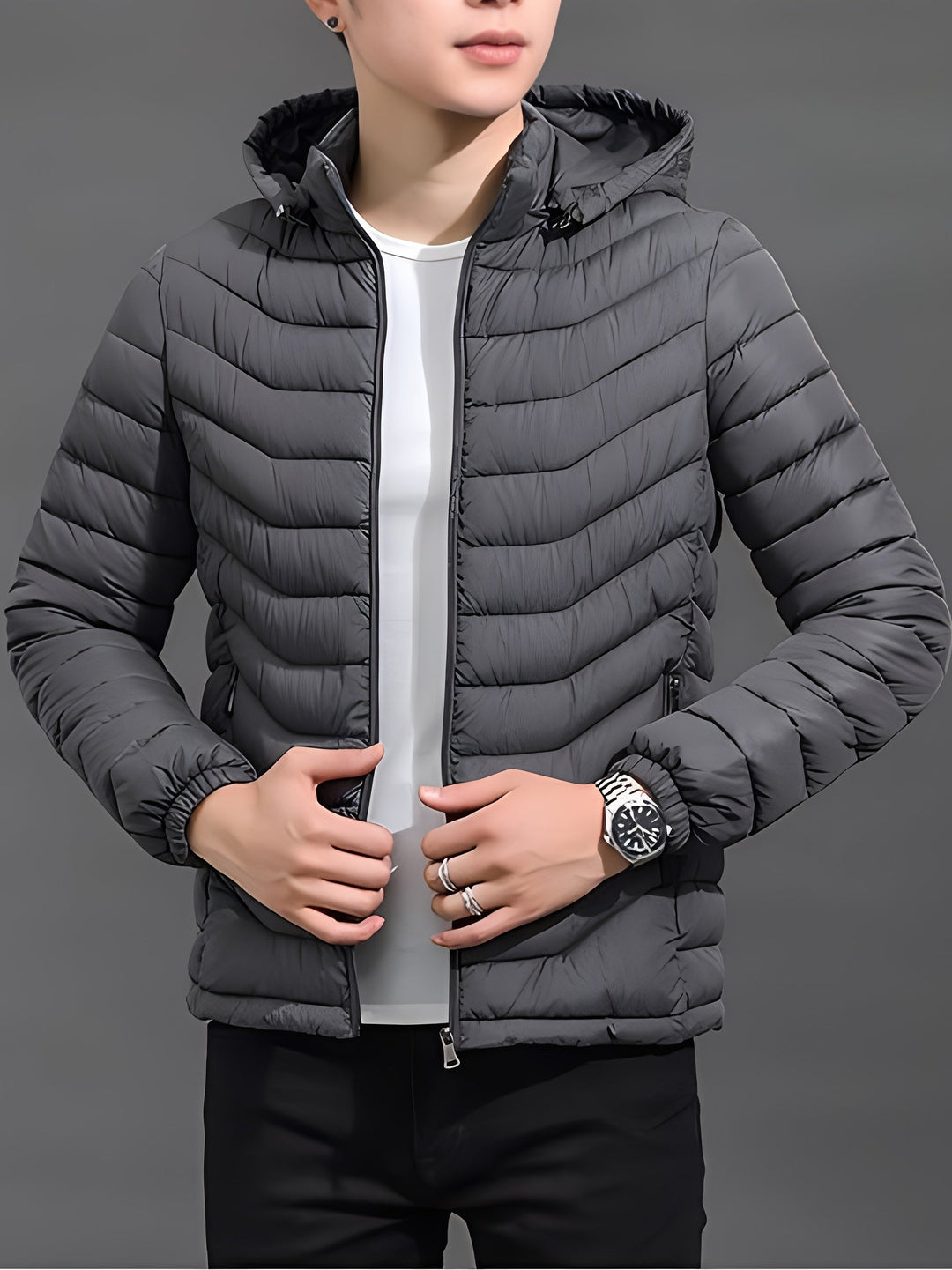 Fennick | Herren Steppjacke mit Kapuze - Black - Image 8