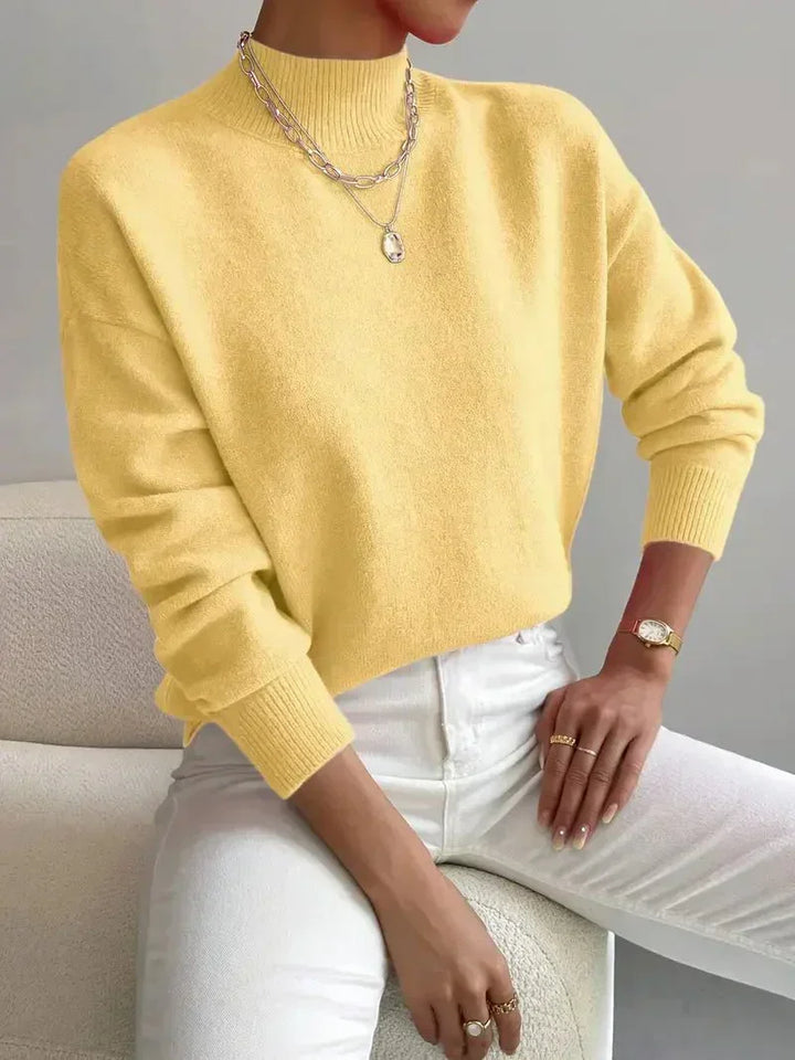Fernanda | Damen Strickpullover Mock-Neck Weiß - White - Image 3