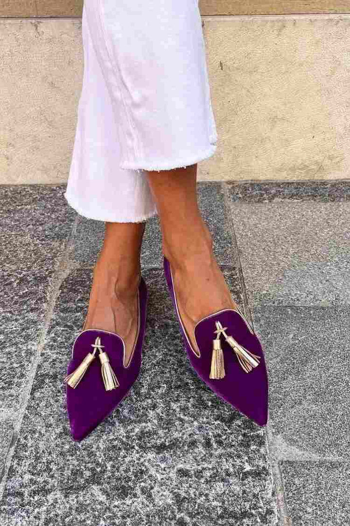 Fernike | Damen Loafer Spitzer Schuh mit Quaste - Purple - Image 5