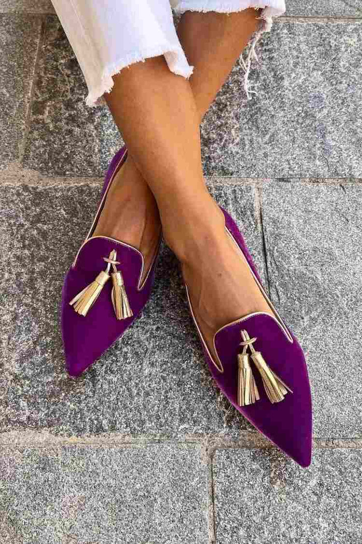 Fernike | Damen Loafer Spitzer Schuh mit Quaste - Purple - Image 6