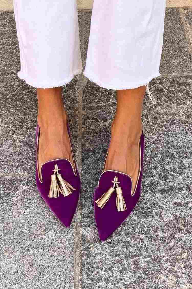 Fernike | Damen Loafer Spitzer Schuh mit Quaste - Purple - Image 7