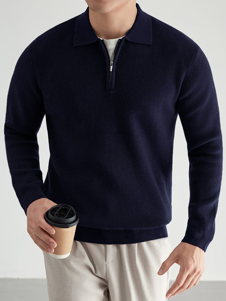 Grimwald | Herren Strickpullover Polokragen Reißverschluss - Black - Image 15