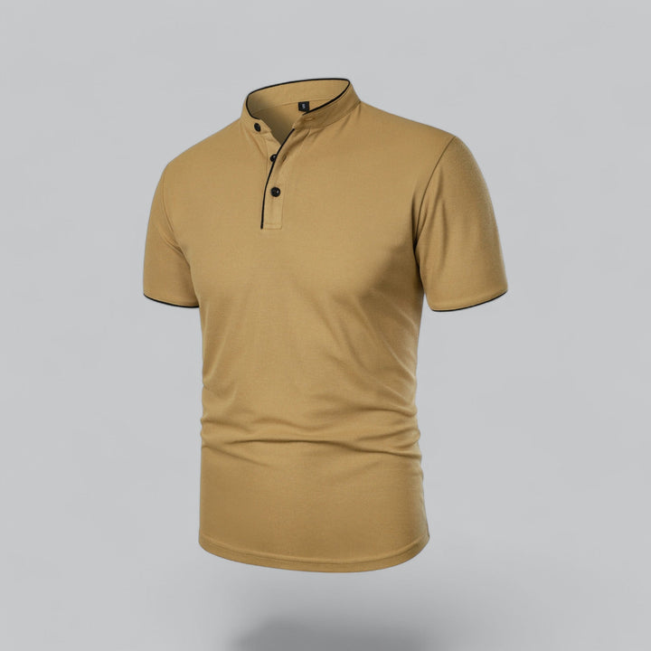 Fionn | Herren Poloshirt mit Stehkragen Kurzarm - Camel - Image 3