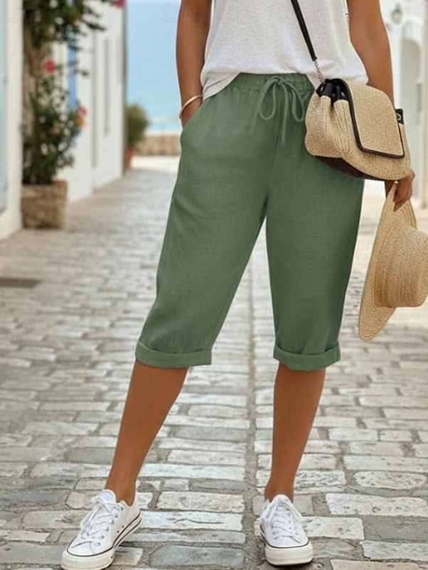 Fiora | Damen Caprihose Relaxed Fit 3/4 Hose - Dark Grey - Image 2