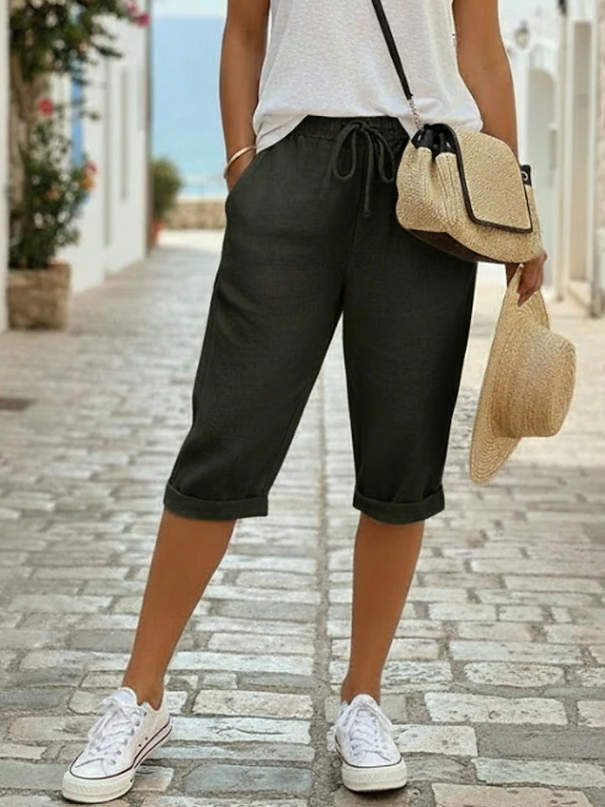 Fiora | Damen Caprihose Relaxed Fit 3/4 Hose - Dark Grey - Image 7