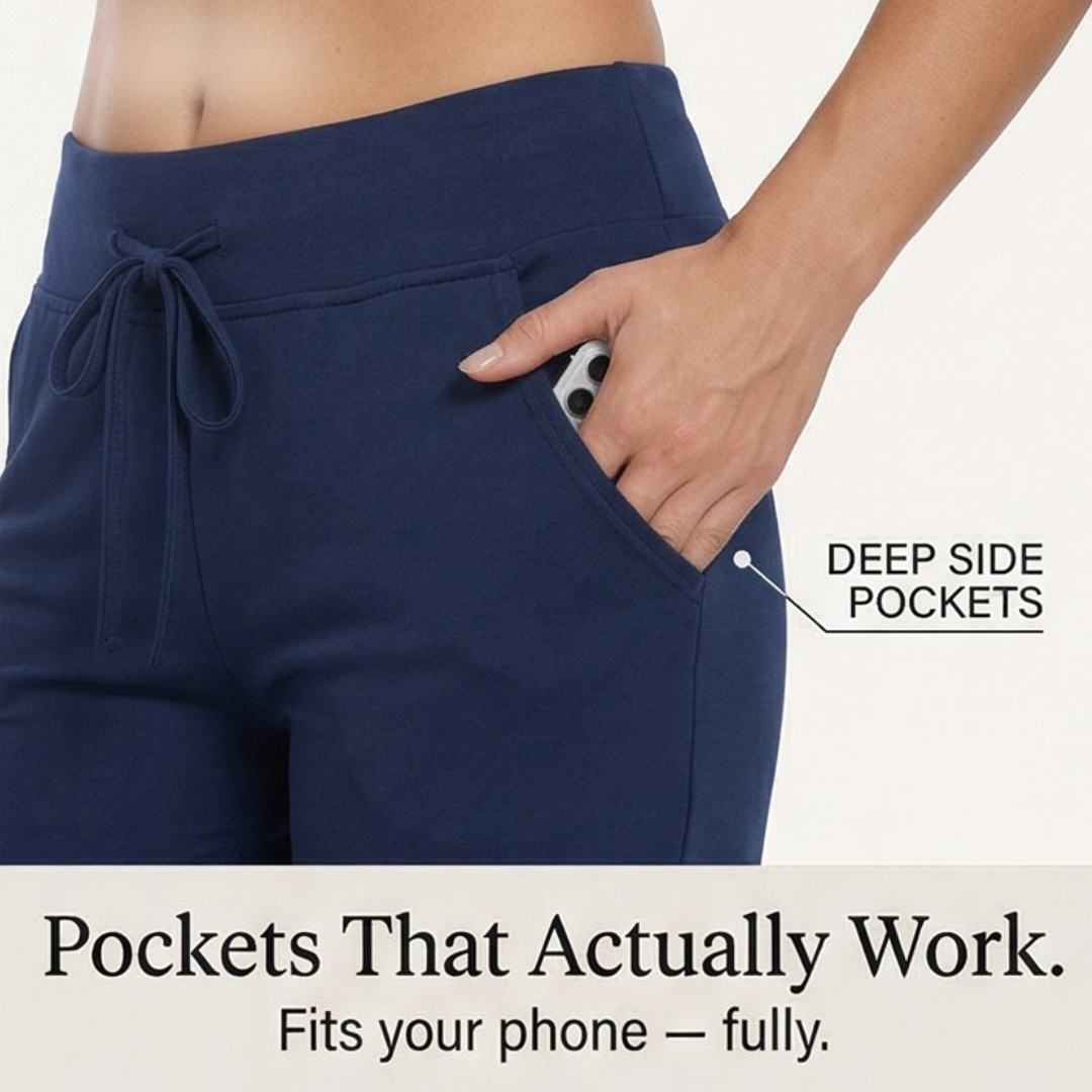 Fjelma | Damen Capri Jogginghose mit Tunnelzug - Navy - Image 10