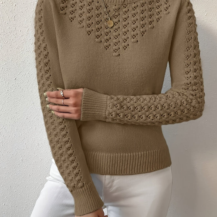 Fjelwine | Damen Ajour-Strickpullover Rundhals - Baby Blue - Image 8