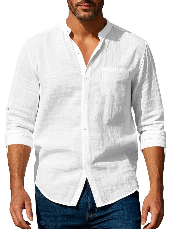 Carlos | Herren Leinenhemd Langarm Casual Sommer Knopfleiste