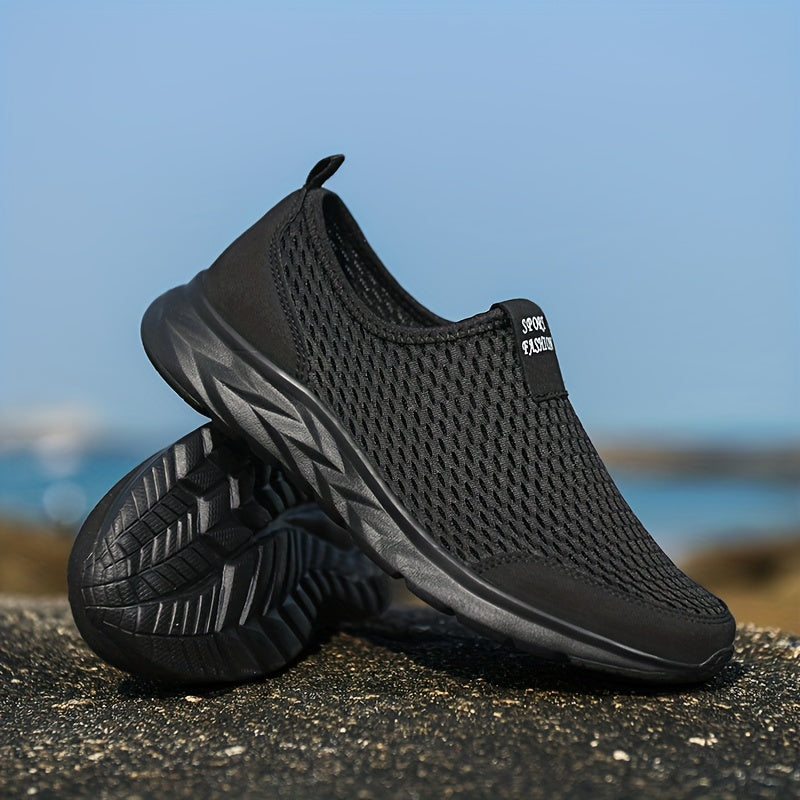 Finn | Herren Mesh Slip-On Sneaker Leicht Atmungsaktiv Schwarz
