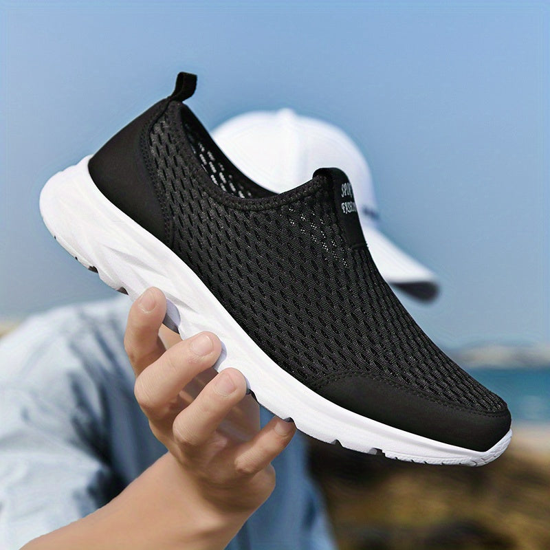 Finn | Herren Mesh Slip-On Sneaker Leicht Atmungsaktiv Schwarz