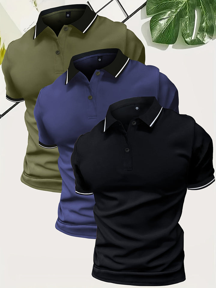 Noah | Herren Poloshirt 3er Set Kurzarm Casual Sommer Slim Fit