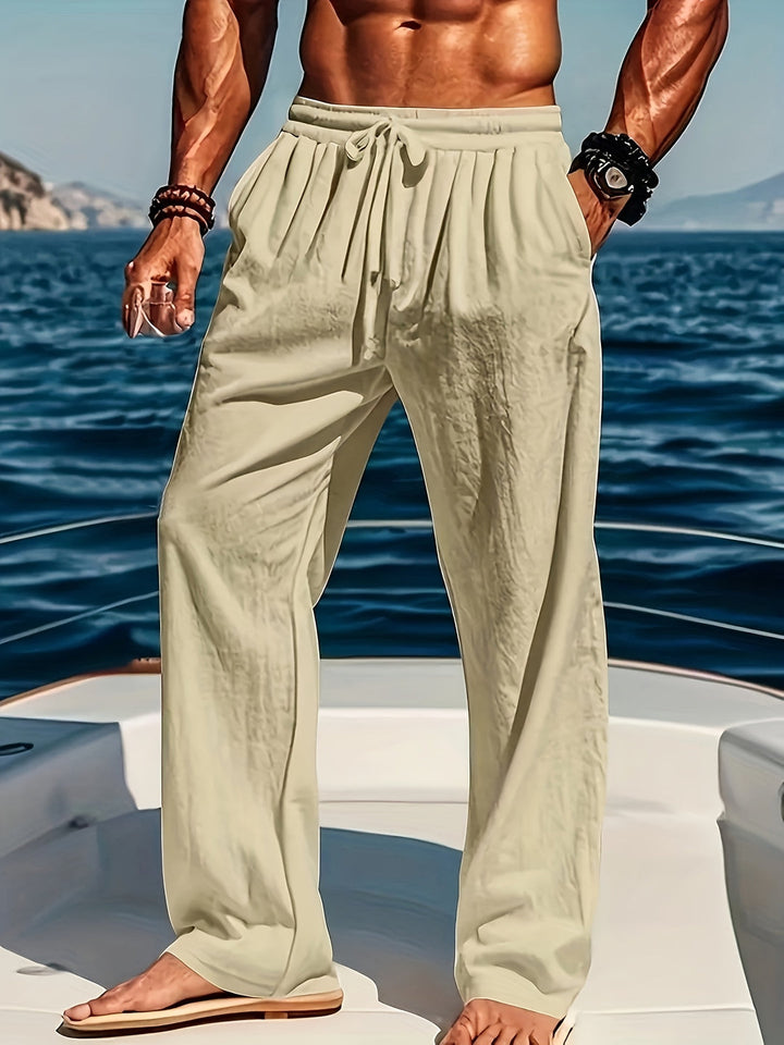 Leon | Herren Leinenhose Lockere Passform mit Kordelzug