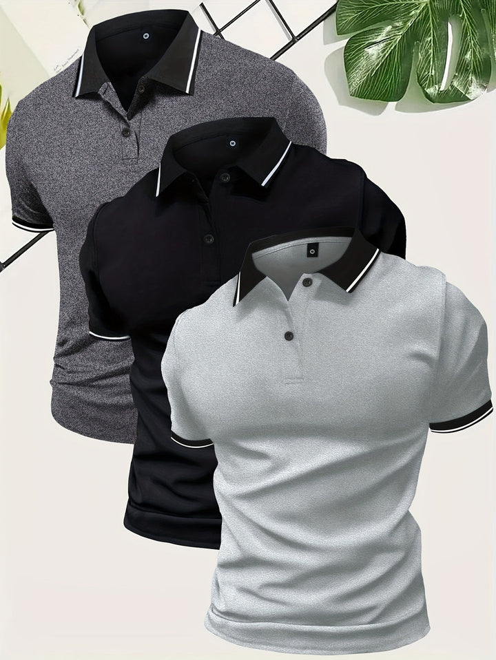 Noah | Herren Poloshirt 3er Set Kurzarm Casual Sommer Slim Fit