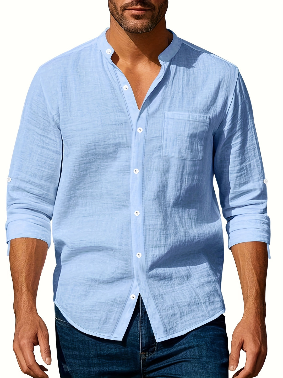 Carlos | Herren Leinenhemd Langarm Casual Sommer Knopfleiste
