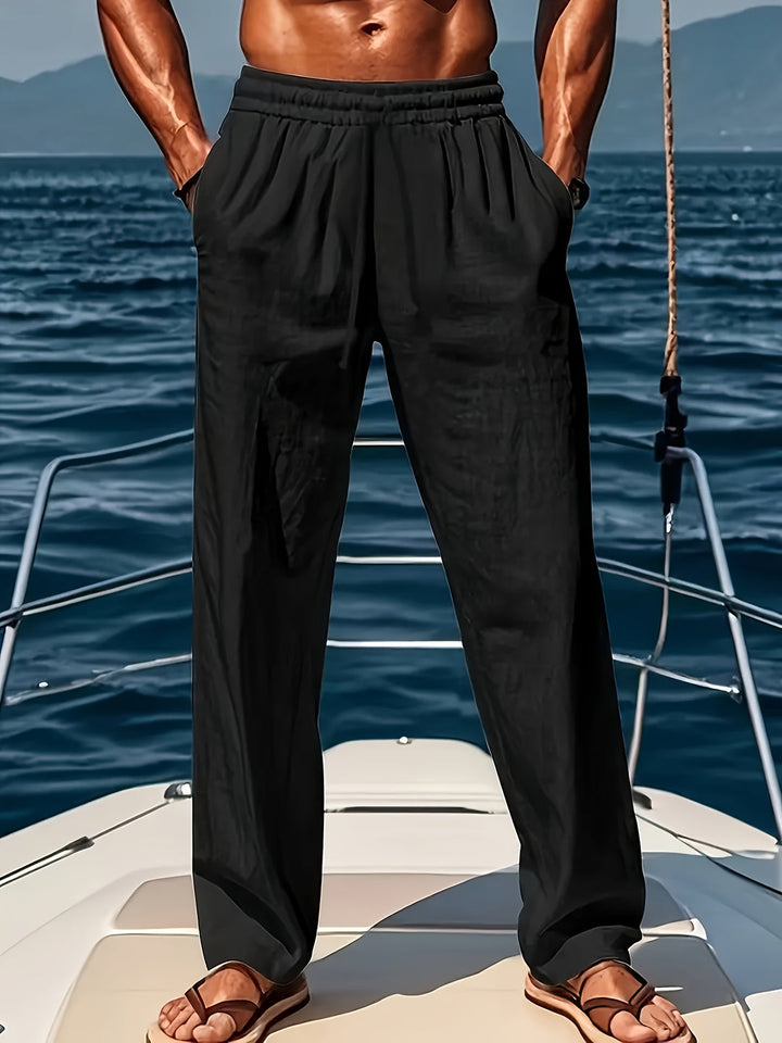 Leon | Herren Leinenhose Lockere Passform mit Kordelzug