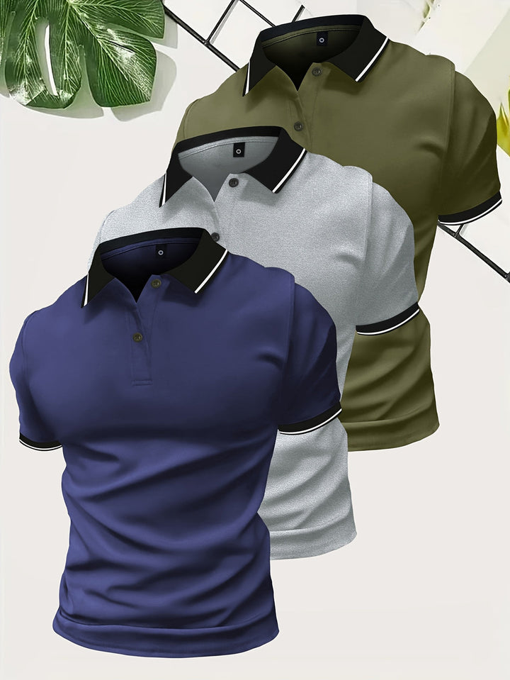 Noah | Herren Poloshirt 3er Set Kurzarm Casual Sommer Slim Fit