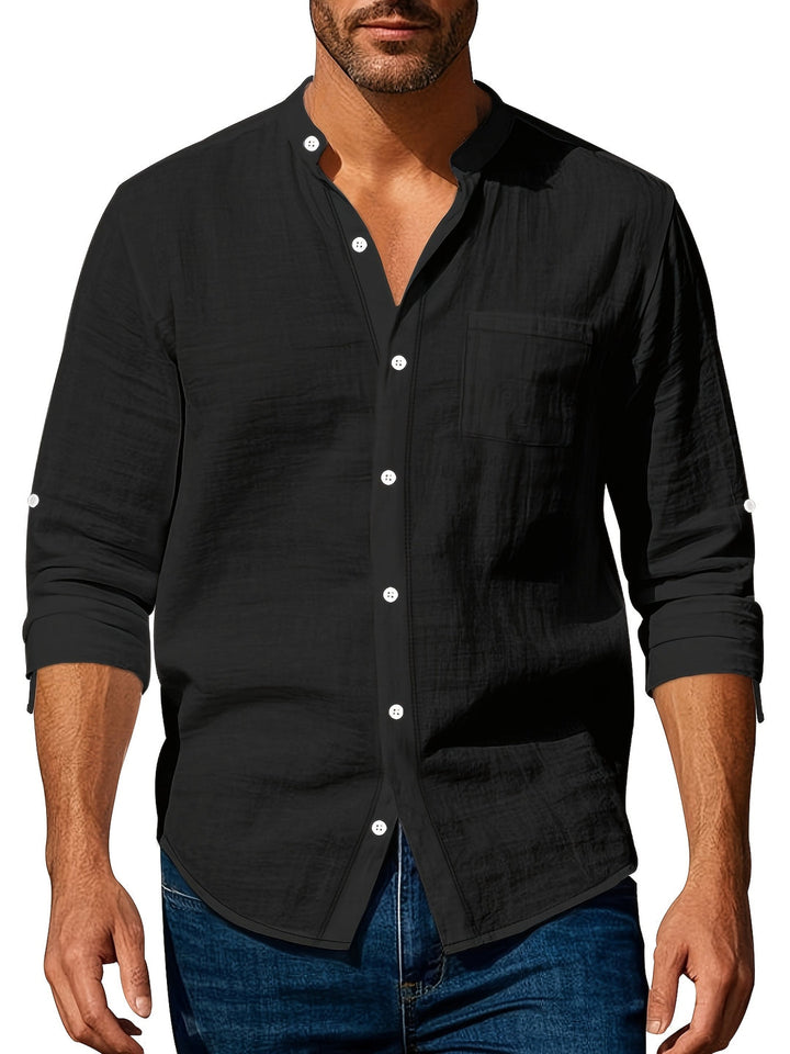 Carlos | Herren Leinenhemd Langarm Casual Sommer Knopfleiste