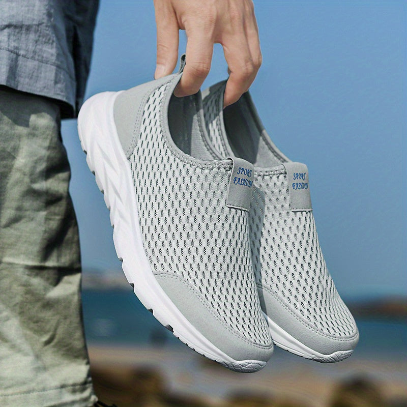 Finn | Herren Mesh Slip-On Sneaker Leicht Atmungsaktiv Schwarz