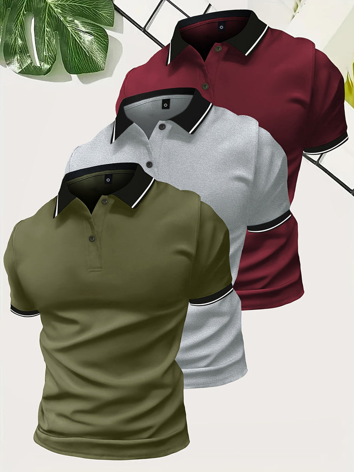 Noah | Herren Poloshirt 3er Set Kurzarm Casual Sommer Slim Fit
