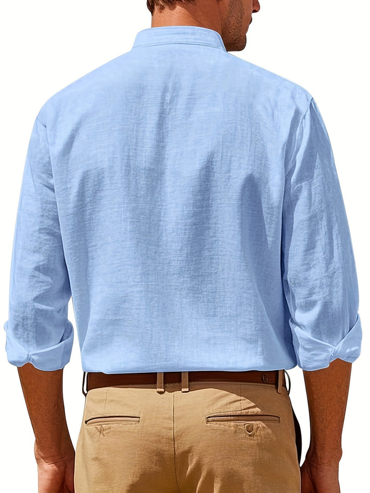 Carlos | Herren Leinenhemd Langarm Casual Sommer Knopfleiste
