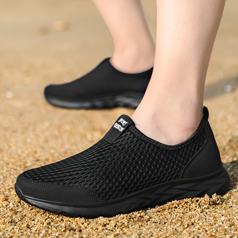 Finn | Herren Mesh Slip-On Sneaker Leicht Atmungsaktiv Schwarz
