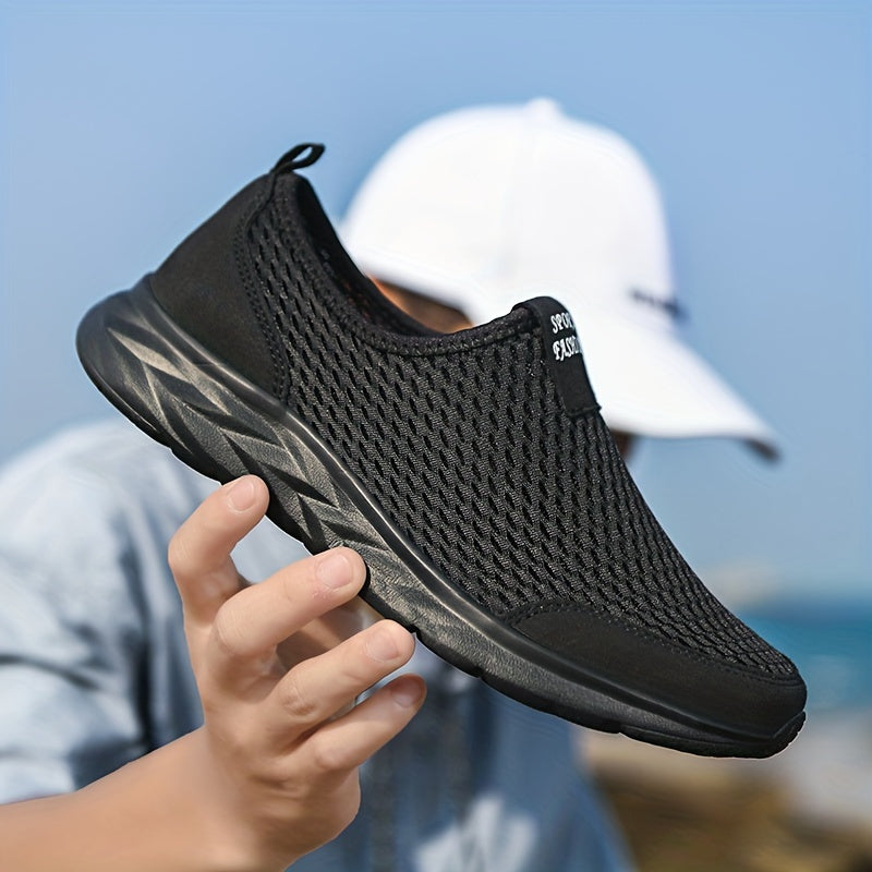 Finn | Herren Mesh Slip-On Sneaker Leicht Atmungsaktiv Schwarz
